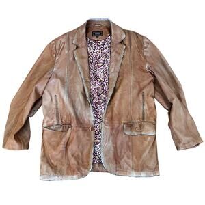 Missani‎ Le Collezioni 2XL Distressed Leather Jacket Luxury Paisley Lining Rare